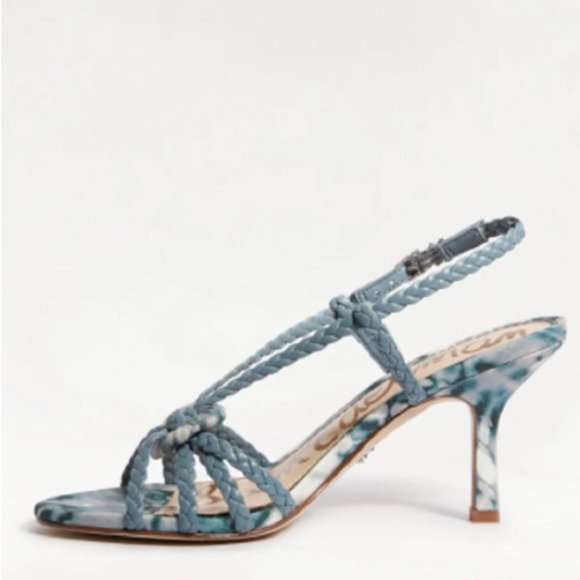 Sam Edelman Shoes - Sam Edelman NEW Smoky Blue Pankin Braided Slingback Kitten Heel Sandal Size 6.5